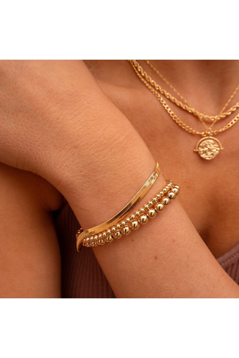 Small Bead Bracelet, Alternate, color, Gold