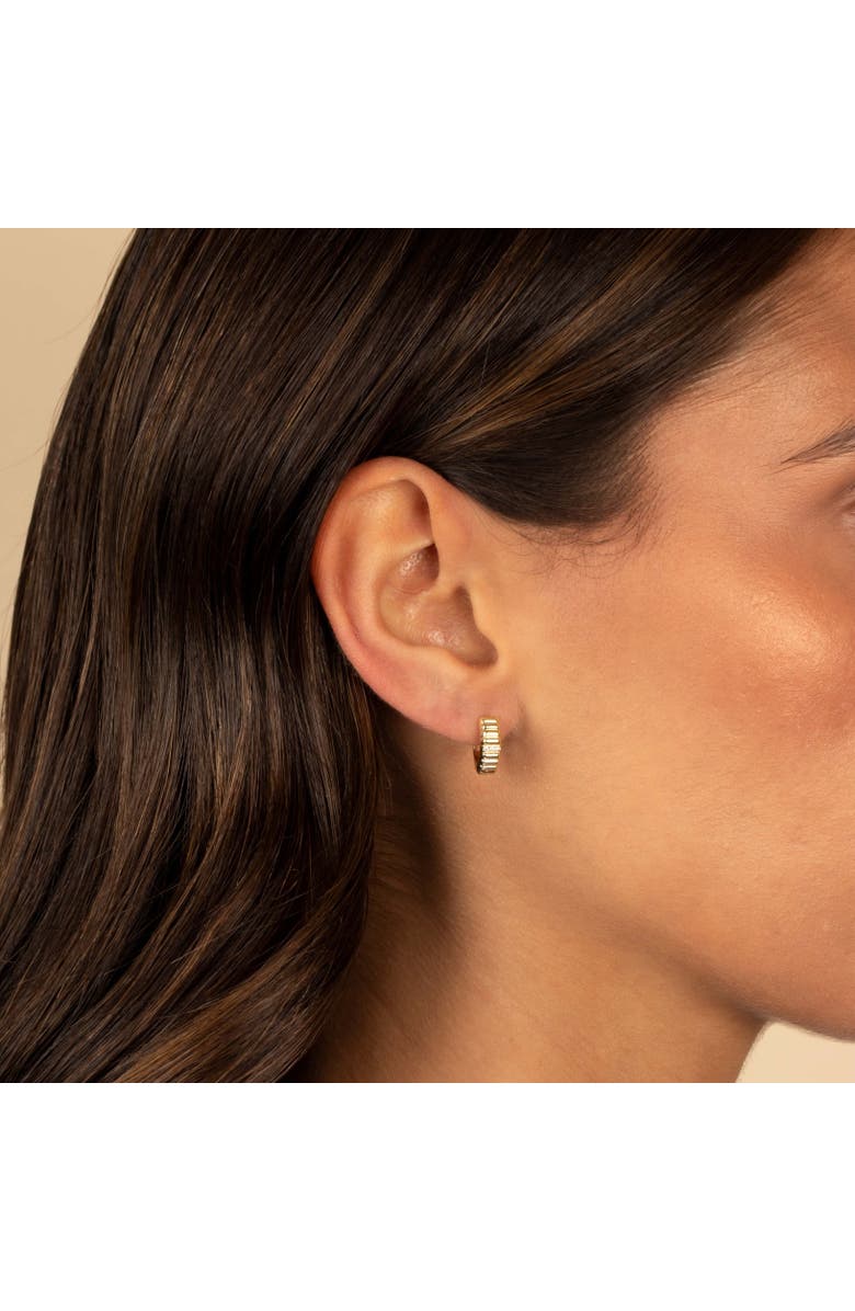 BY ADINA EDEN Pave Accented Ridged Huggie Earring, Alternate, color, Gold