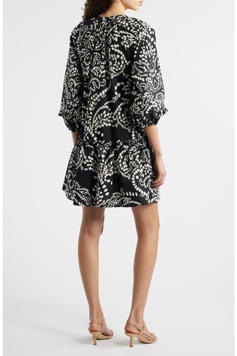 Print Poplin Minidress, Alternate, color, BLACK/ BEIGE PRINT