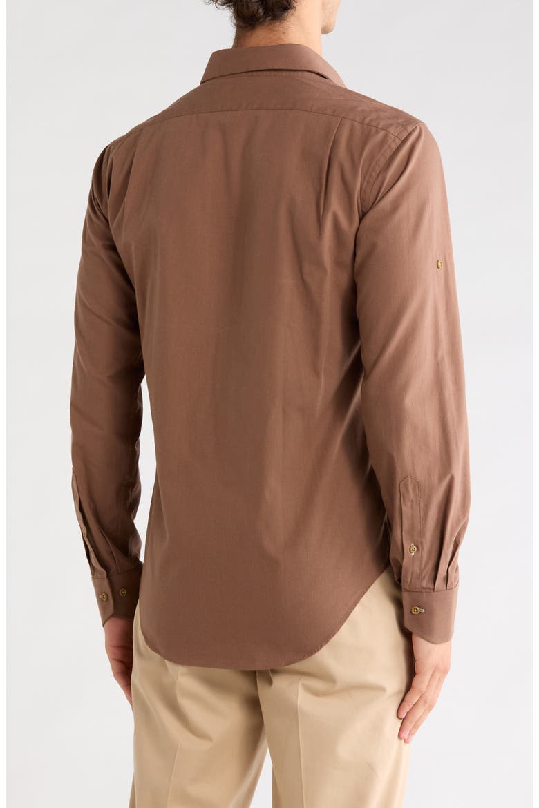 Solid Trim Fit Cotton Shirt, Alternate, color, CINNAMON