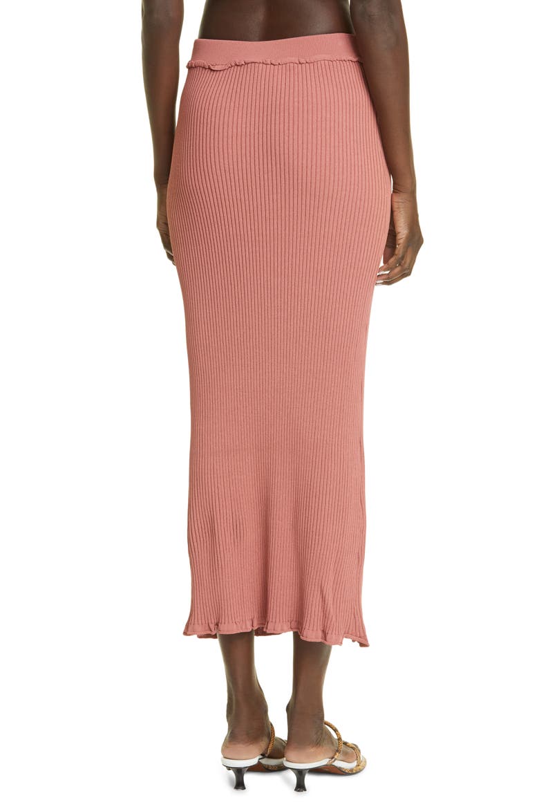 Turley Rib Ruffle Knit Skirt, Alternate, color, HAZELWOOD