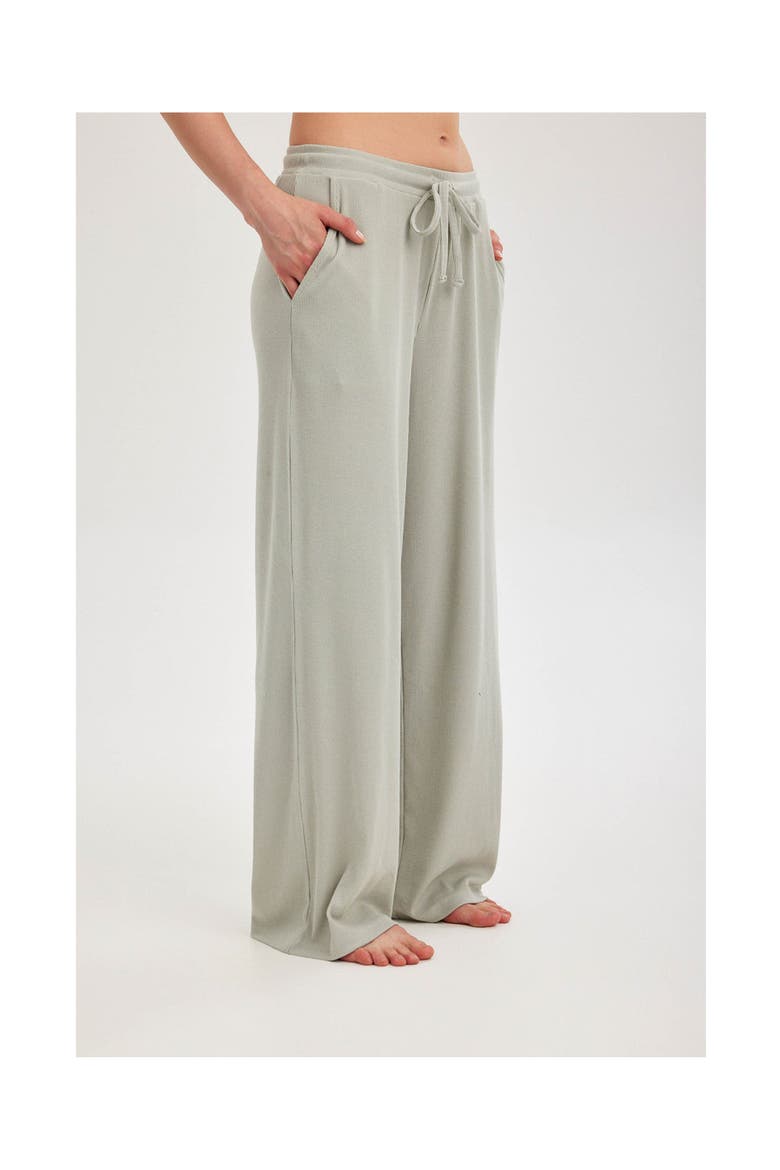Summer Lounge Ribbed Wide Leg Pant, Alternate, color, Mint