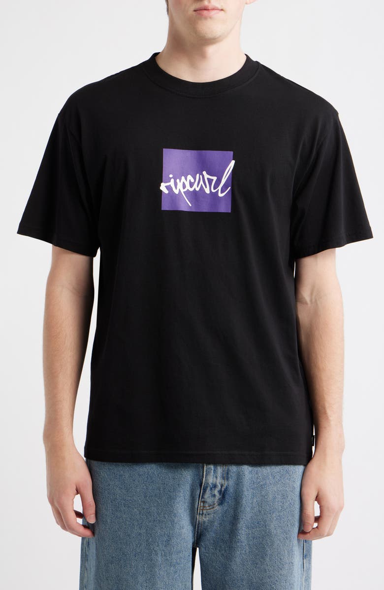 Rip Curl Rip Script Icon Organic Cotton Graphic T-Shirt, Main, color, Black
