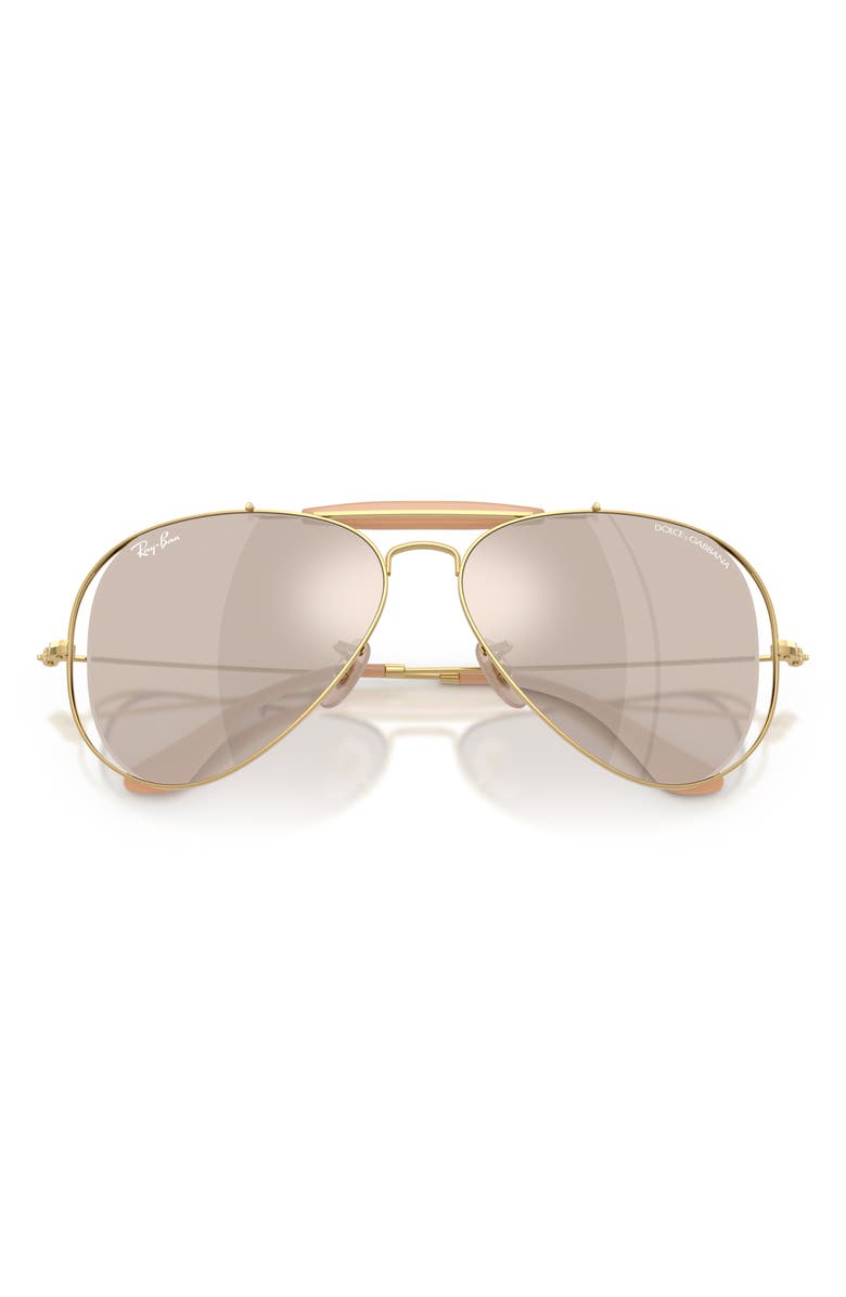 Ray-Ban Outdoorsman 53mm Mirrored Pilot Sunglasses, Alternate, color, Arista / Clear White Gold