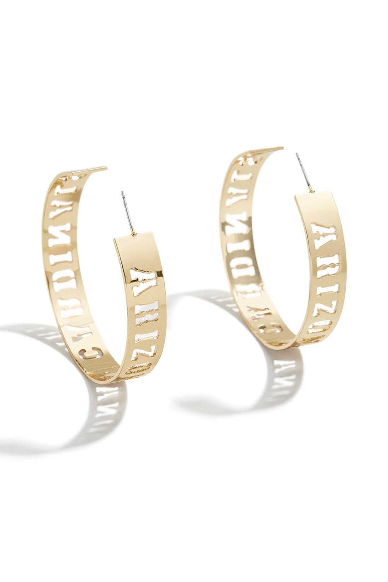 x Baublebar Gold Arizona Cardinals Large Cutout Hoop Earrings, Main, color, Gold