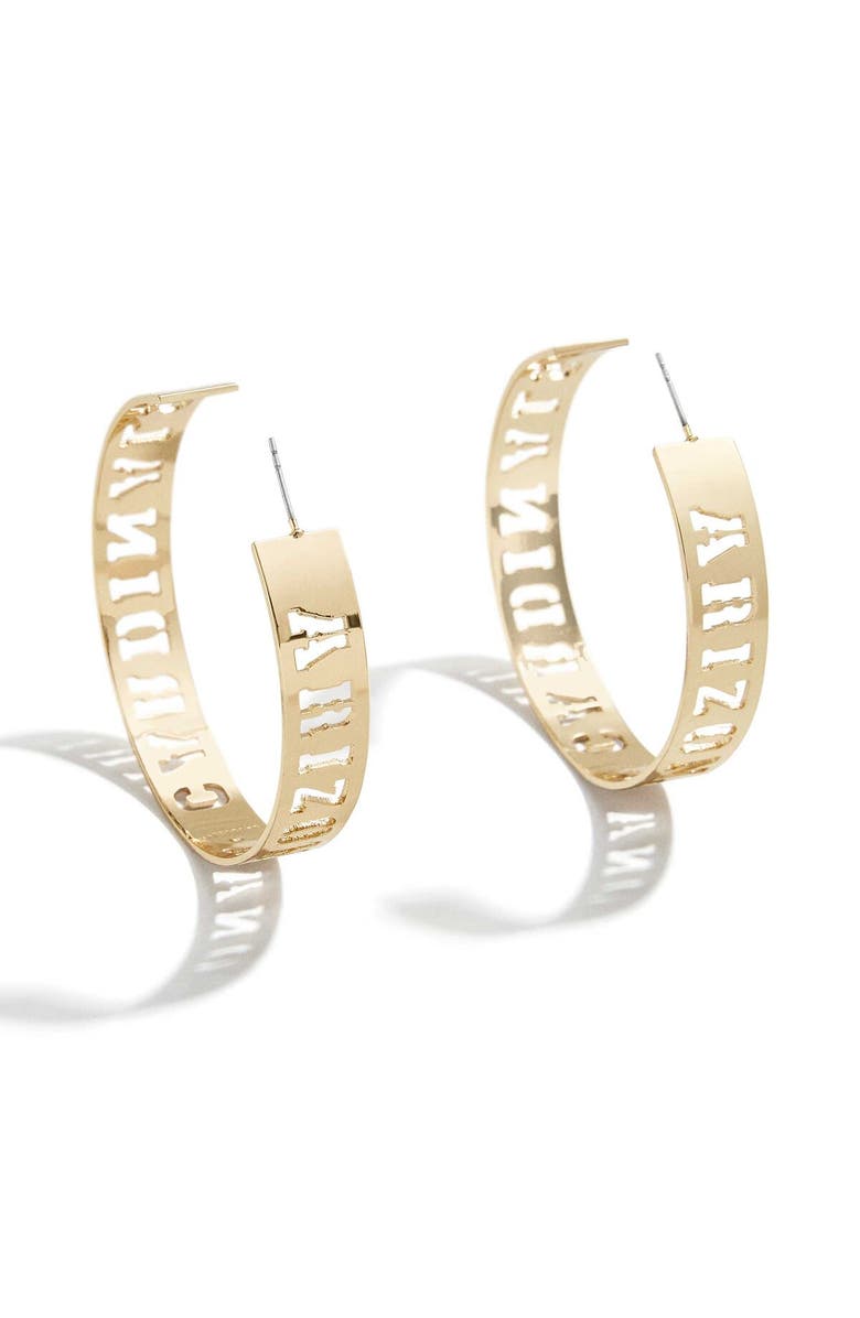 WEAR by Erin Andrews x Baublebar Gold Arizona Cardinals Large Cutout Hoop Earrings, Main, color, Gold