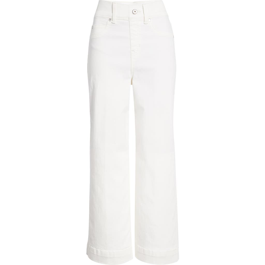 Spanx High Rise Cropped Wide Leg Jeans In Chalk Wash In Chalk Wash