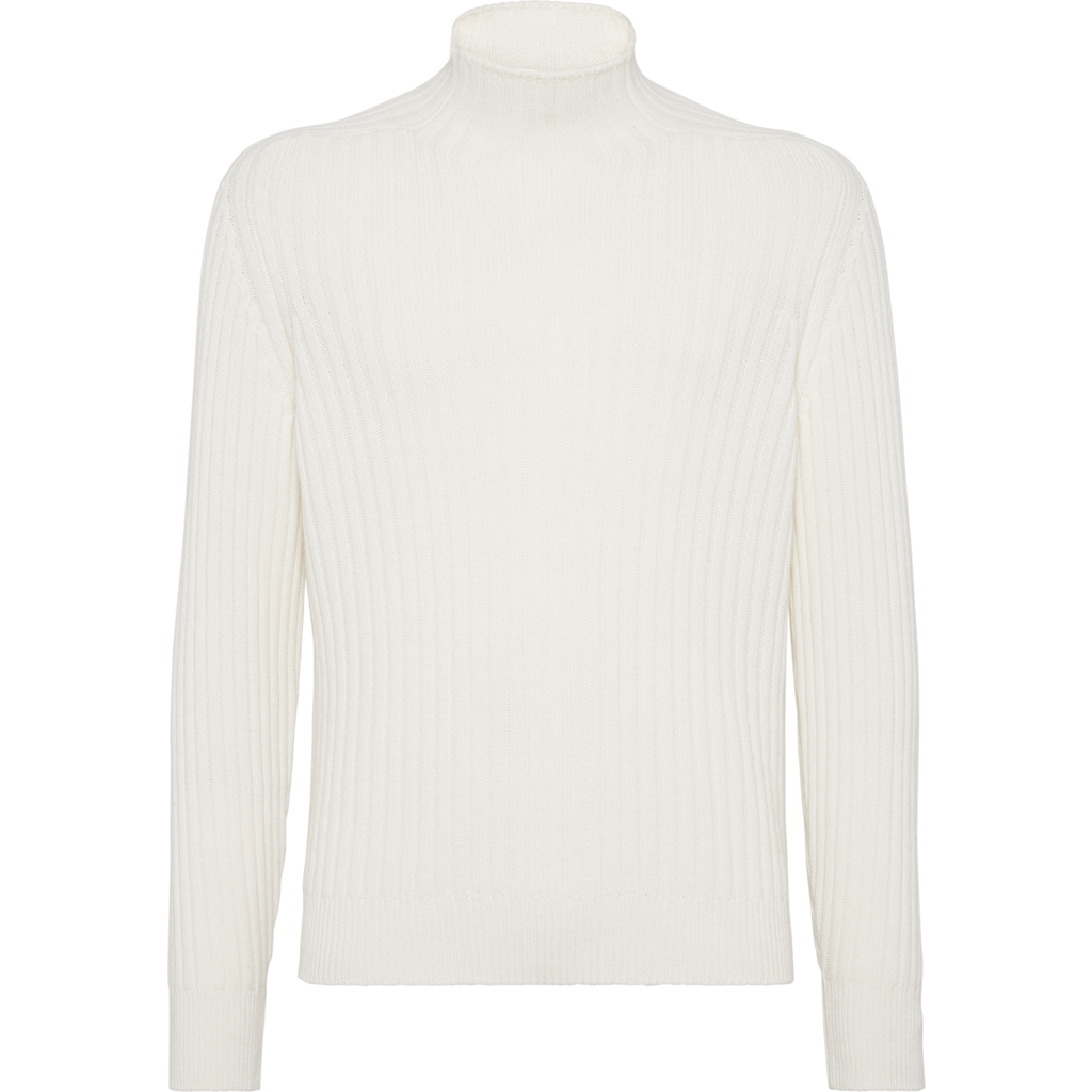 Brunello Cucinelli Men Cashmere Turtle Neck Jumper In White