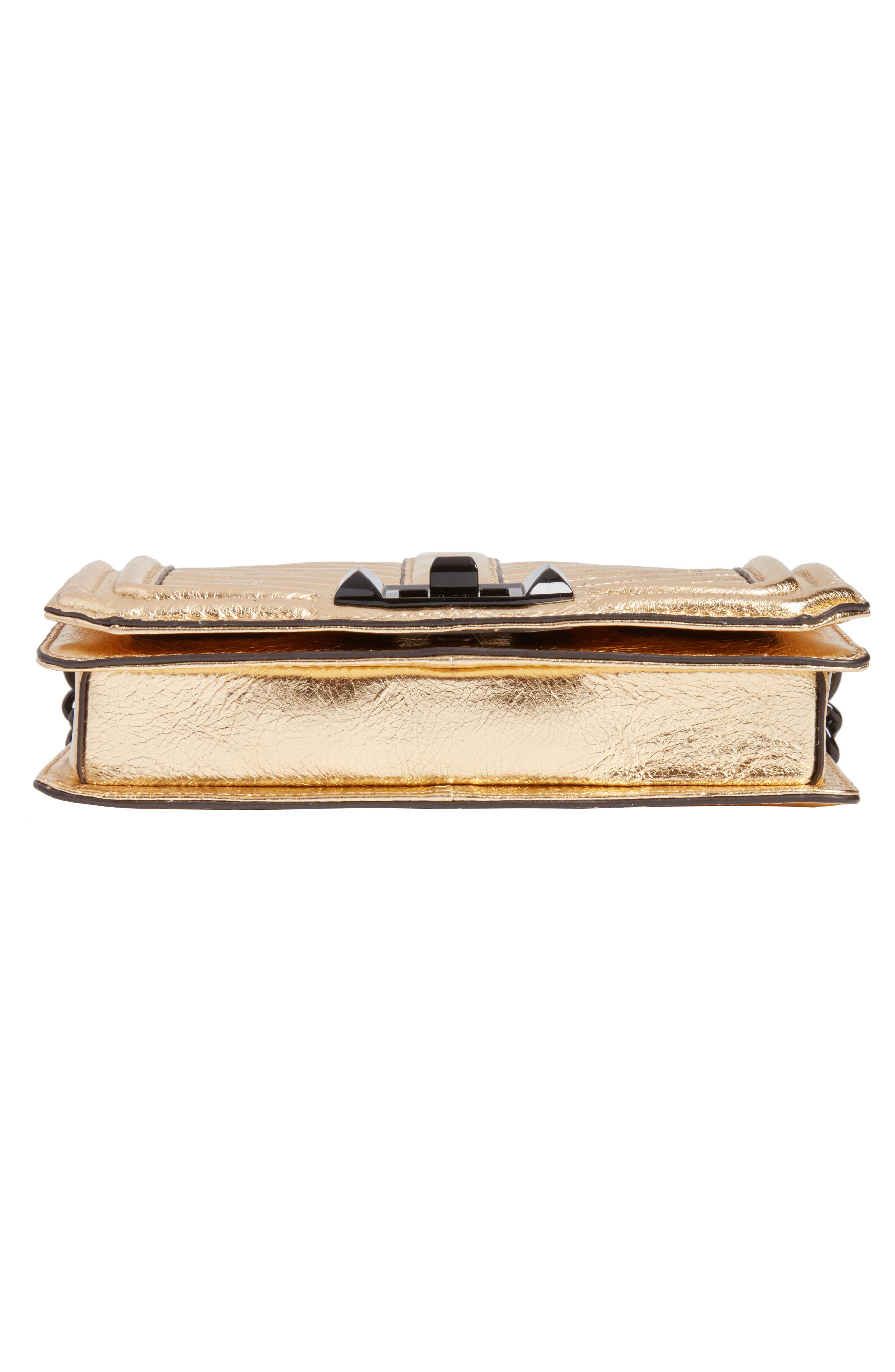 Rebecca Minkoff Small Love Metallic Leather Crossbody Bag, Alternate, color, Gold/ Black Hardware