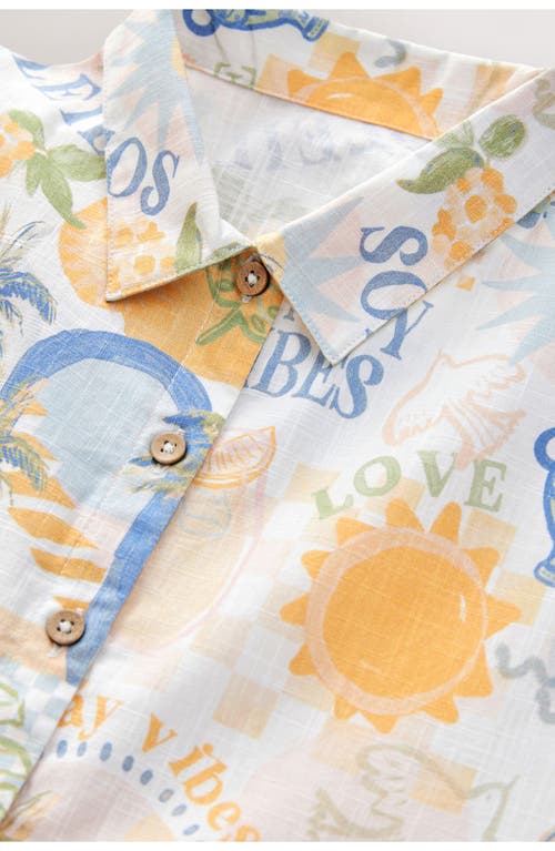 Next Kids' Sunny Vibes Short Sleeve Cotton Button-up Shirt & Pull-on Shorts Set In Multi