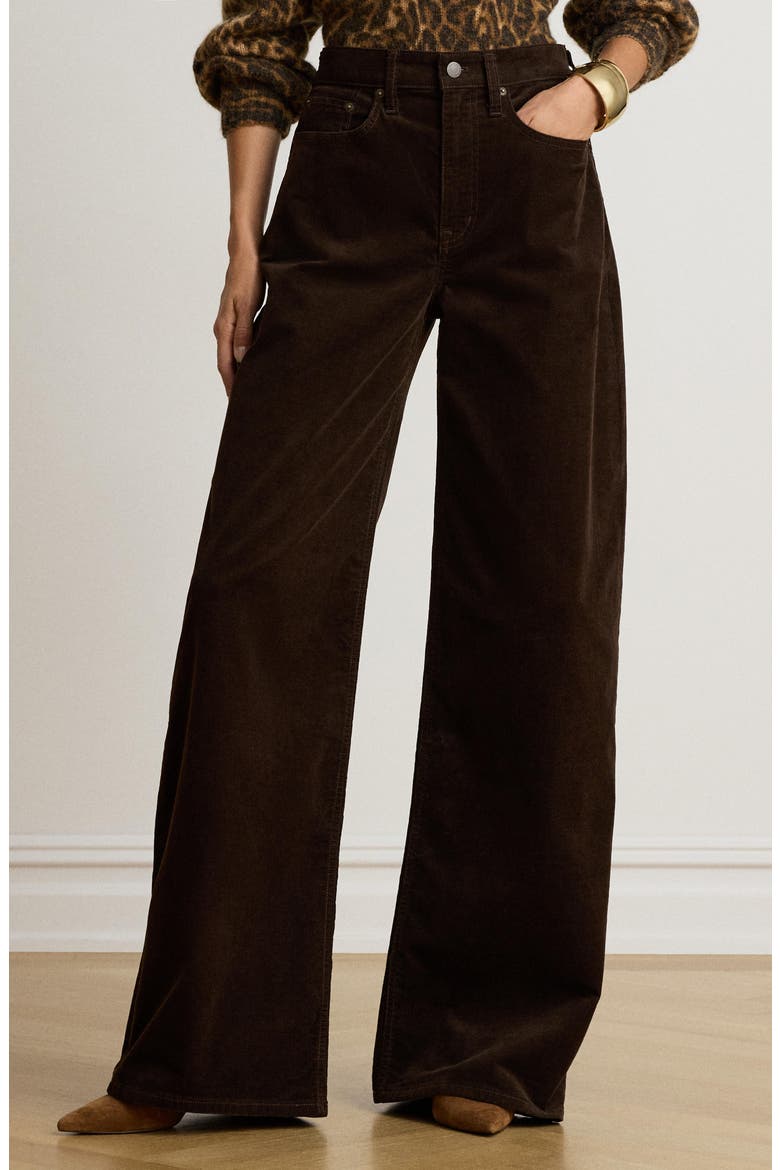 High Waist Wide Leg Corduroy Pants, Alternate, color, BROWN