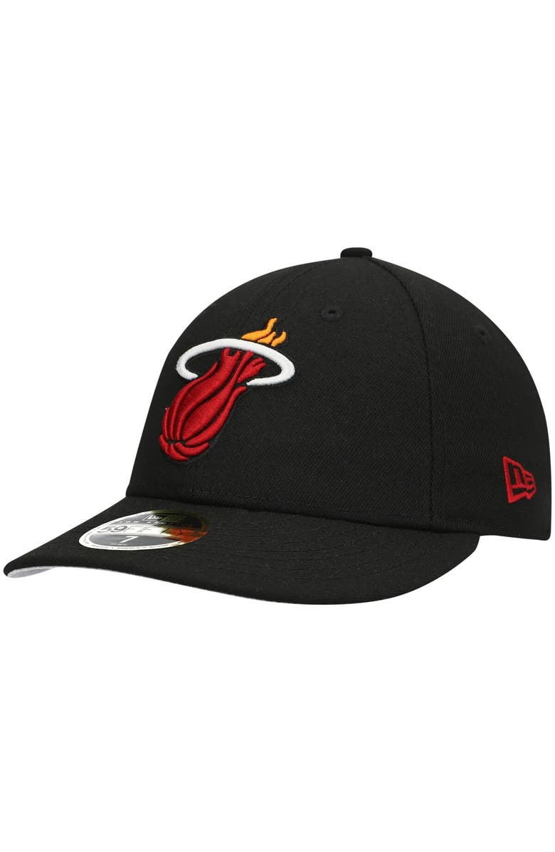 New Era Men's New Era Black Miami Heat Team Low Profile 59FIFTY Fitted Hat, Alternate, color, Black