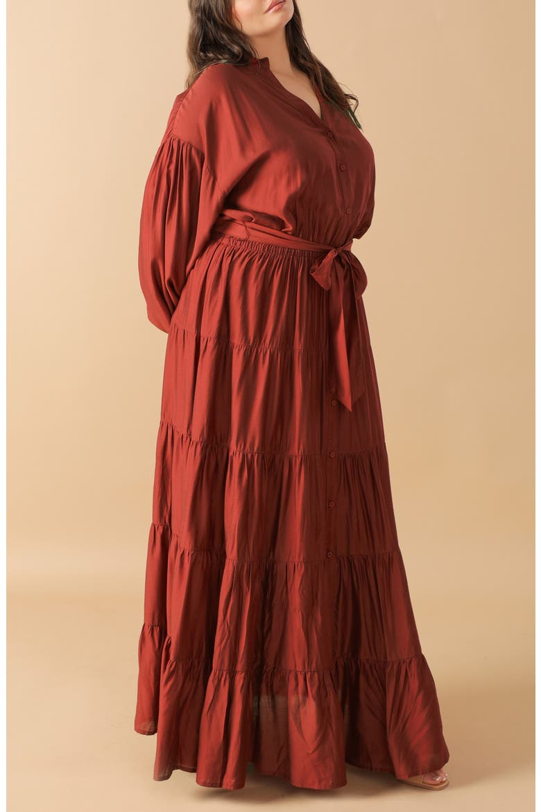 Long Sleeve Maxi Dress, Alternate, color, BRICK