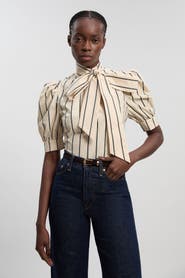 Karen Millen Stripe Pussy Bow Blouse