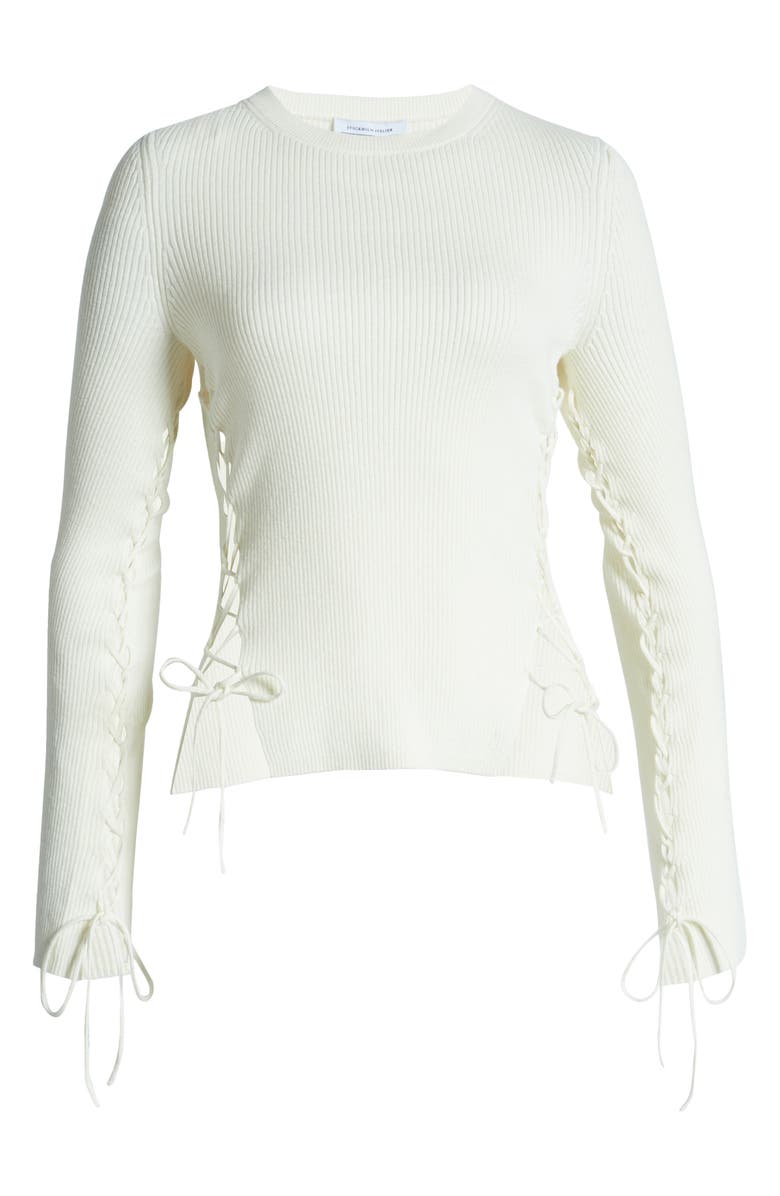 & Other Stories Lace-Up Rib Knit Top, Alternate, color,