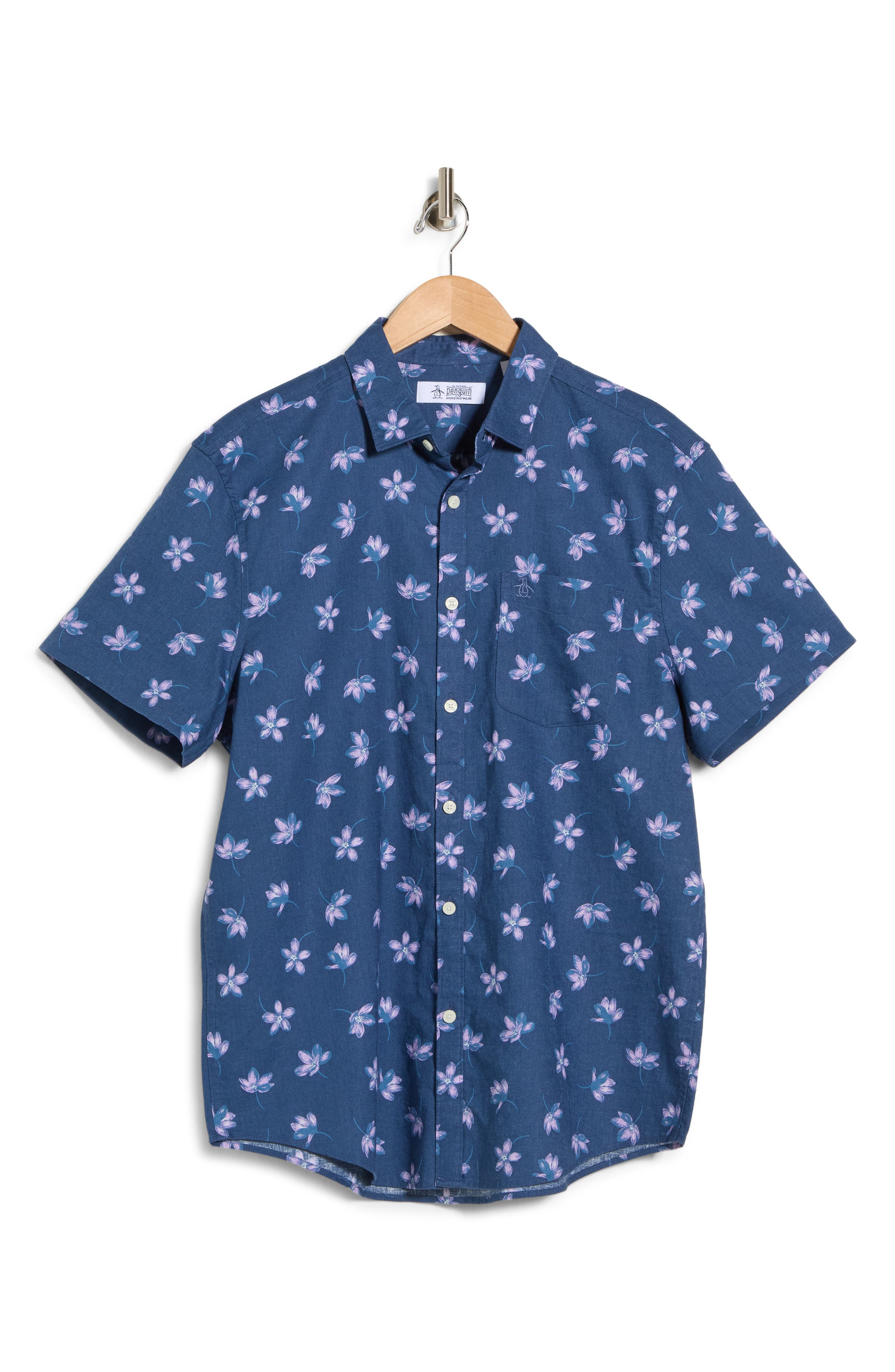 Original Penguin Floral Print Linen & Cotton Button-Up Shirt