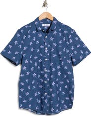 Original Penguin Floral Print Linen & Cotton Button-Up Shirt