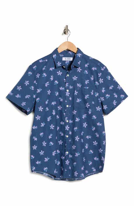 Original Penguin Floral Print Linen & Cotton Button-Up Shirt