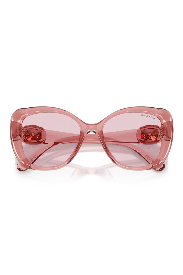 53mm Butterfly Sunglasses, Alternate, color, TRANSPARENT PINK / PURPLE