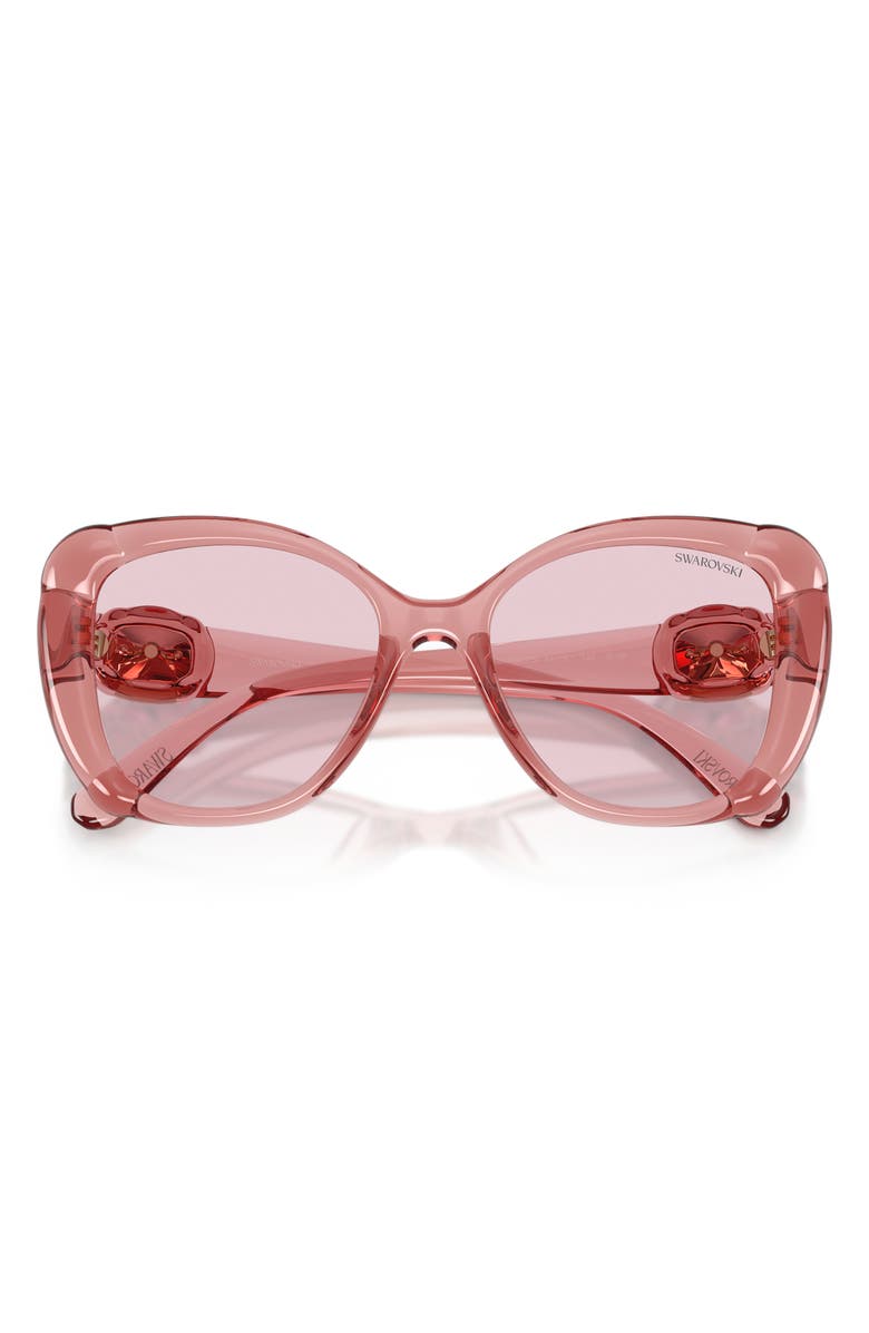 Swarovski 53mm Butterfly Sunglasses, Alternate, color, Transparent Pink / Purple