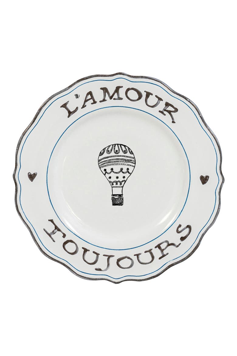 Set of 4 L'Amour Toujours Dessert/Salad Plates, Alternate, color, WHITEWASH BLACK