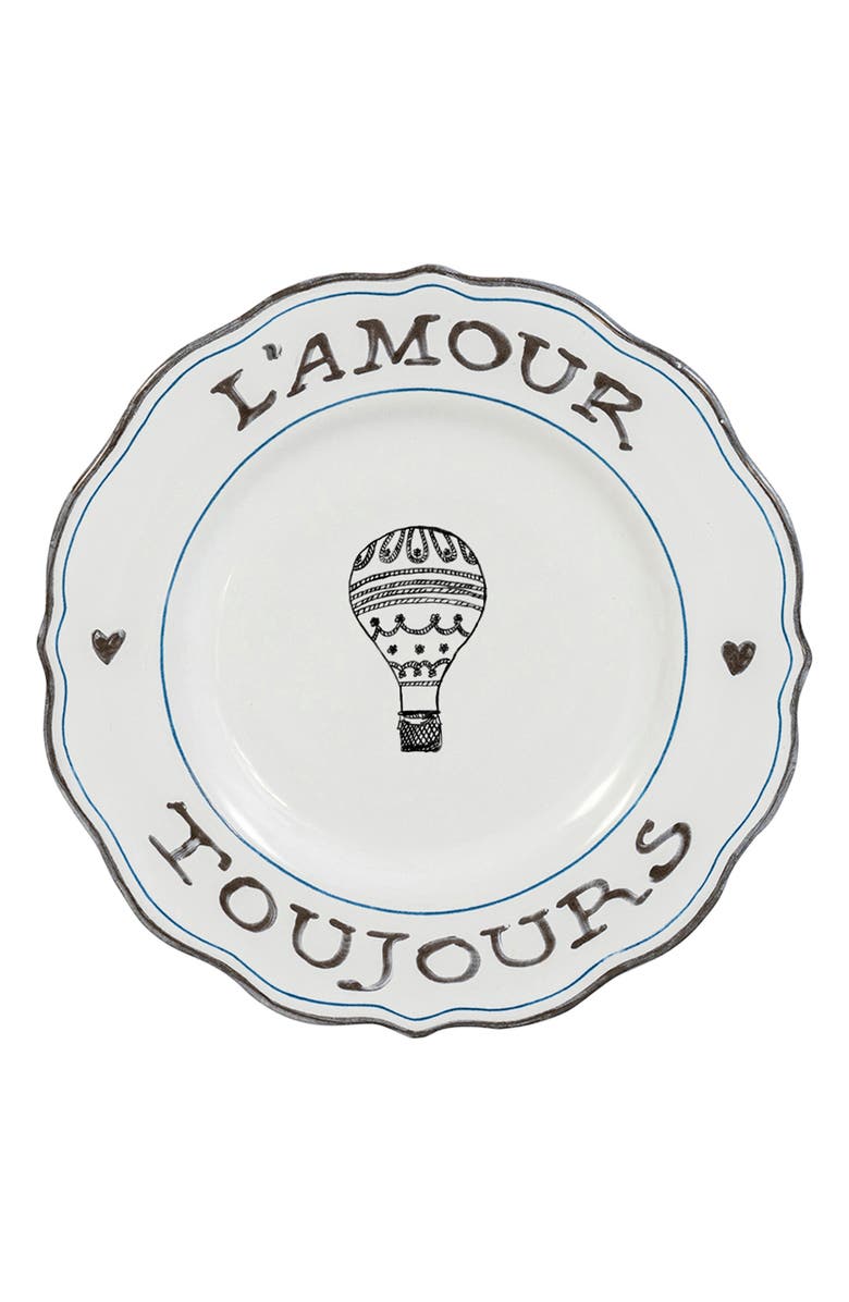 Juliska L'Amour Toujours 16-Piece Dinnerware Set, Alternate, color, Whitewash Black