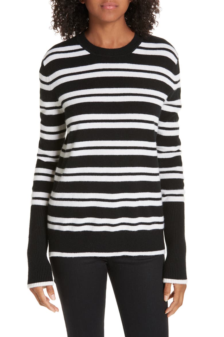 Le Ligne Tripe Stripe Cashmere Sweater, Main, color, BLACK/ CREAM