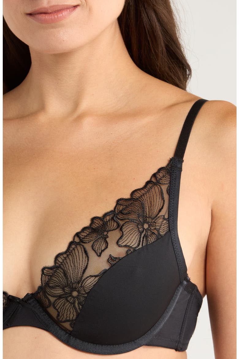Jemma Lace & Mesh Underwire Bra, Alternate, color, CAVIAR