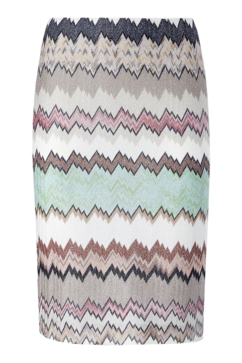 Midi Skirt In Viscose Lamé With Slit, Alternate, color, Multicoloured