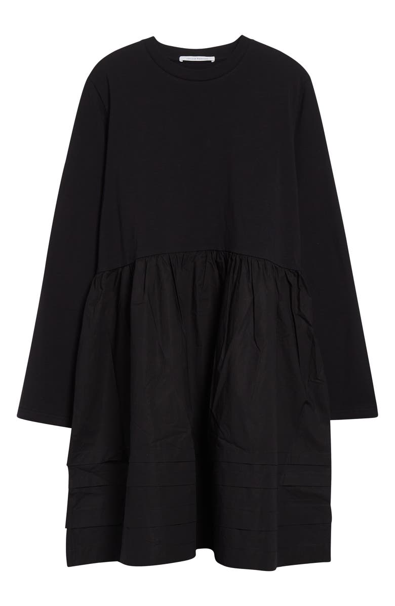 Cecilie Bahnsen Bradley Long Sleeve Mixed Media Dress, Alternate, color, Black