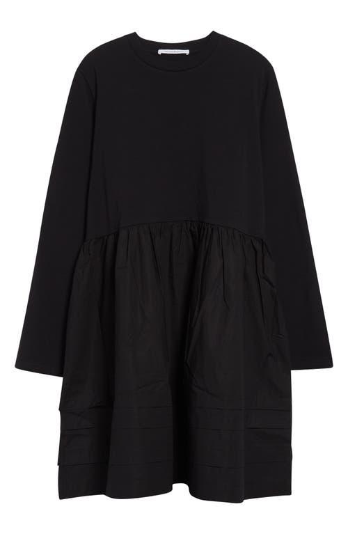 Cecilie Bahnsen Bradley Long Sleeve Mixed Media Dress In Black