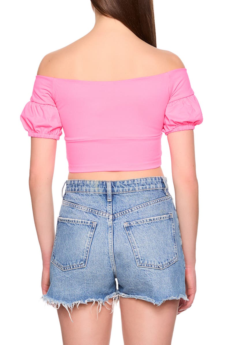 Susana Monaco Off-the-Shoulder Sweetheart Crop Top, Alternate, color, Shocking