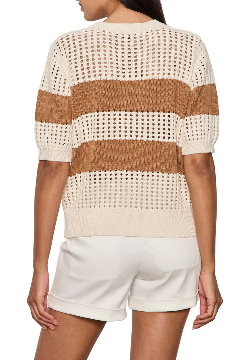 Beachside Openwork Stripe Sweater, Alternate, color, COLLAGEN WHITE/ COCONUT BROWN