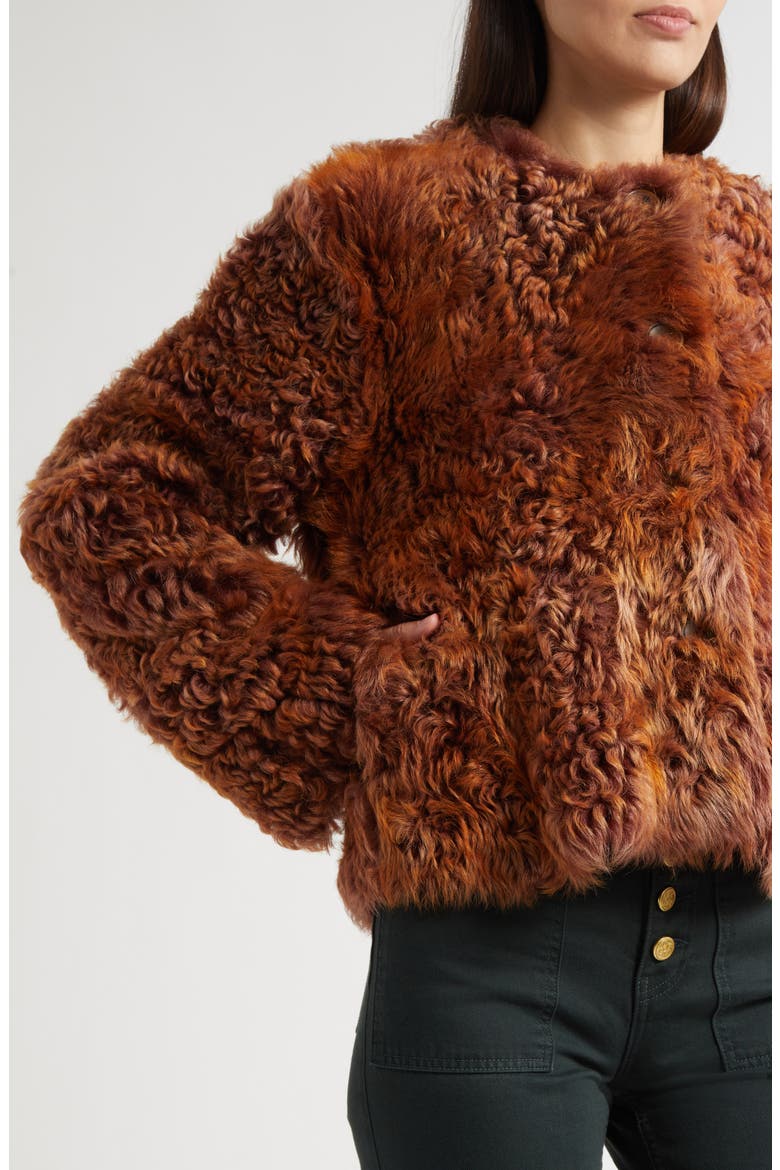 Irina Genuine Shearling Coat, Alternate, color, UMBER