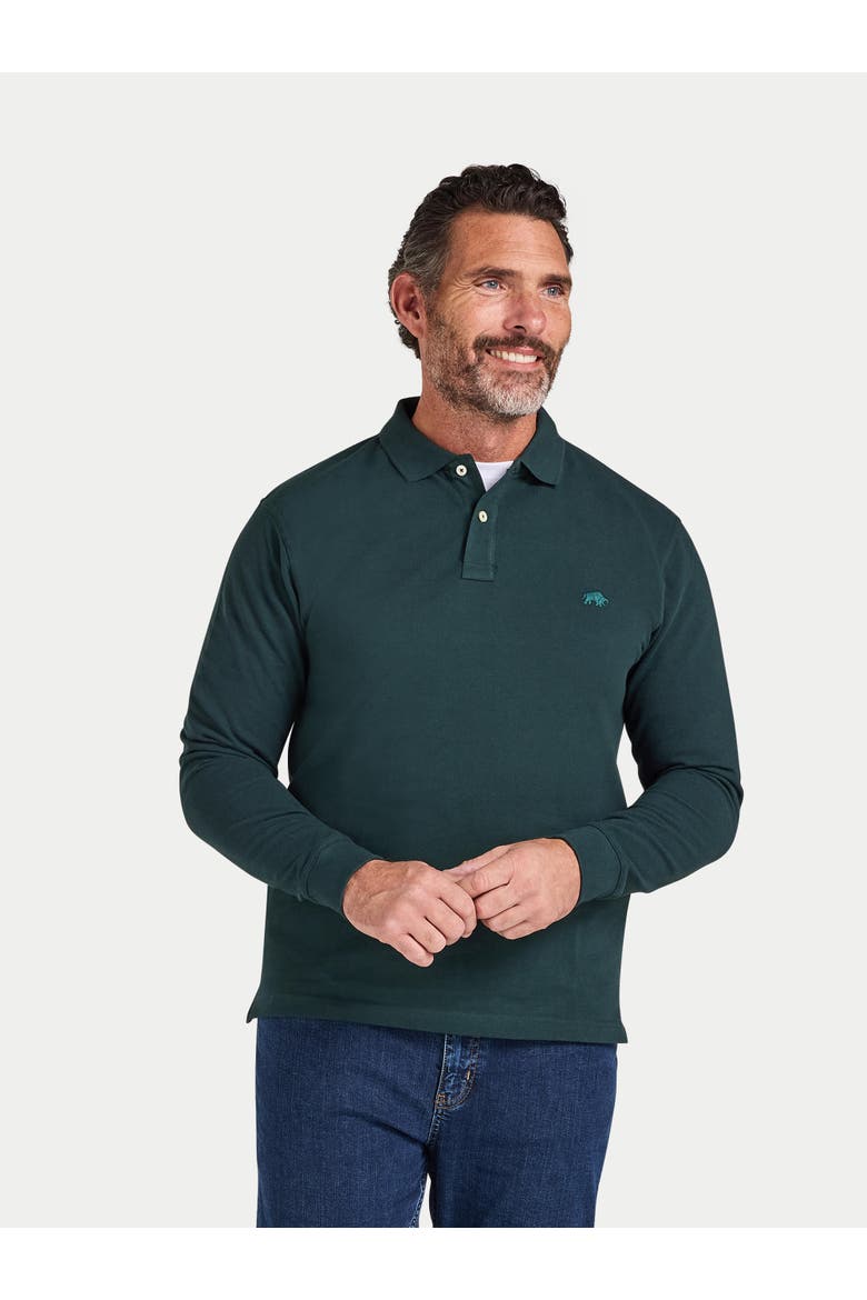 Long Sleeve Classic Pique Polo, Alternate, color, Forest