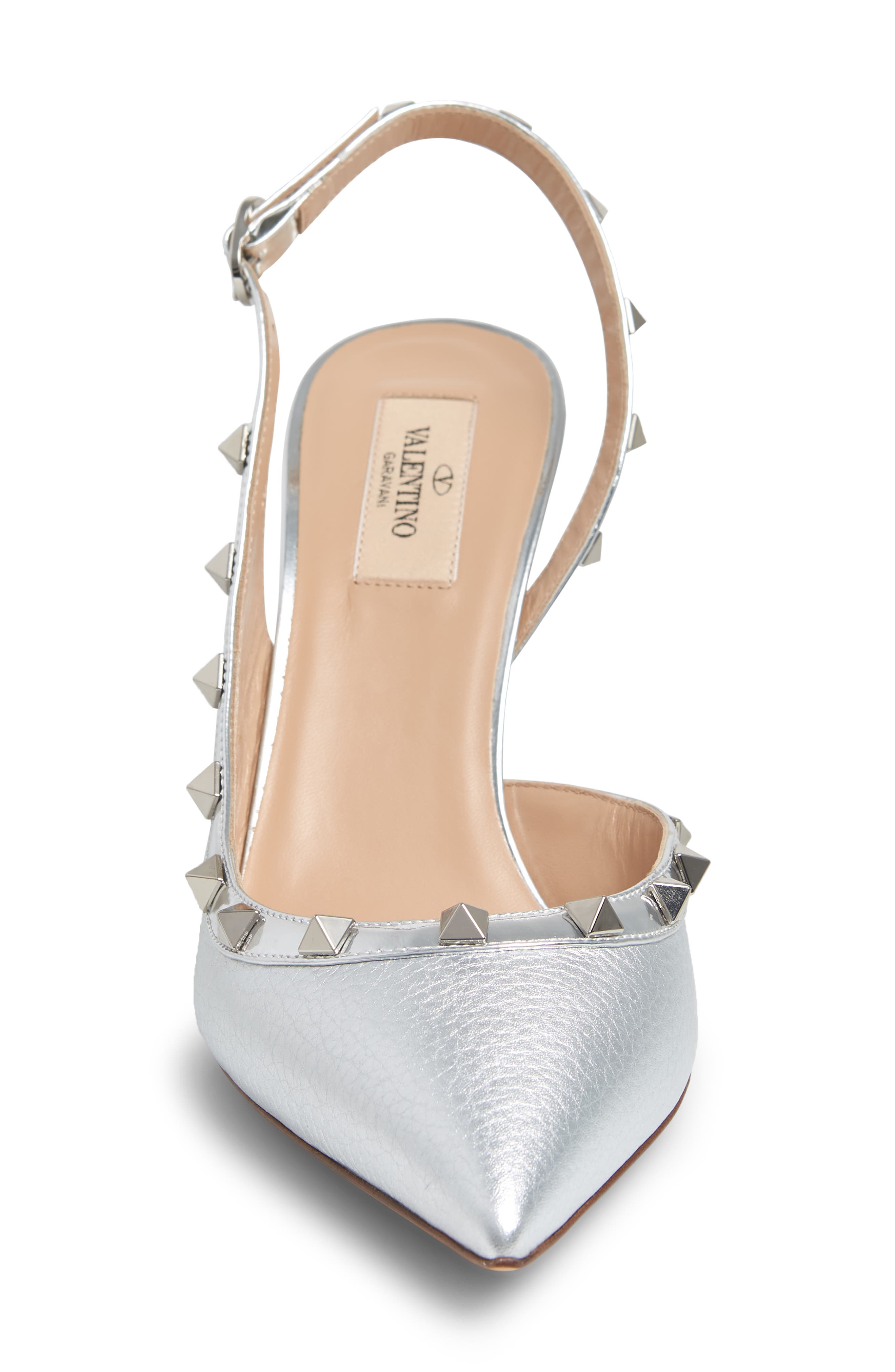 Valentino Rockstud Slingback Pump, Alternate, color, SILVER