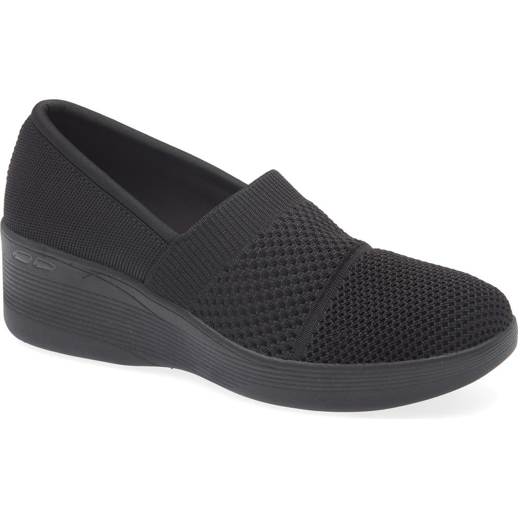 Skechers Pier Lite Wedge Slip-on Sneaker In Black