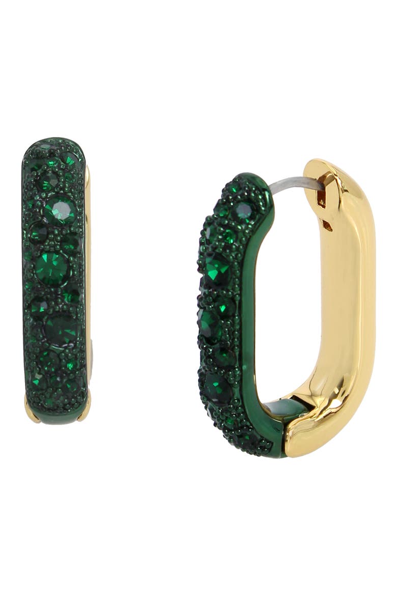 Crystal Pavé Oval Hoop Earrings, Main, color, GREEN