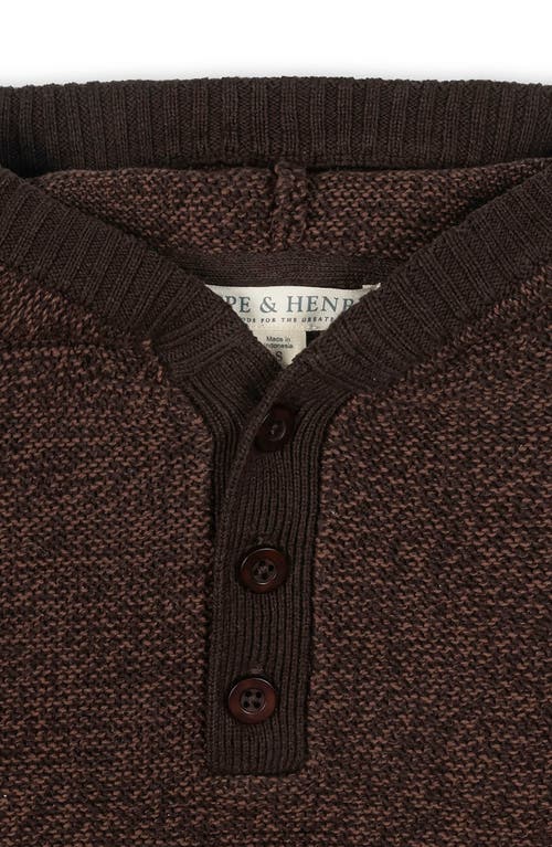 Hope & Henry Kids' Organic Long Sleeve Hooded Henley Sweater In Brown
