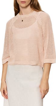 Sanctuary Metallic Openwork Sweater Top