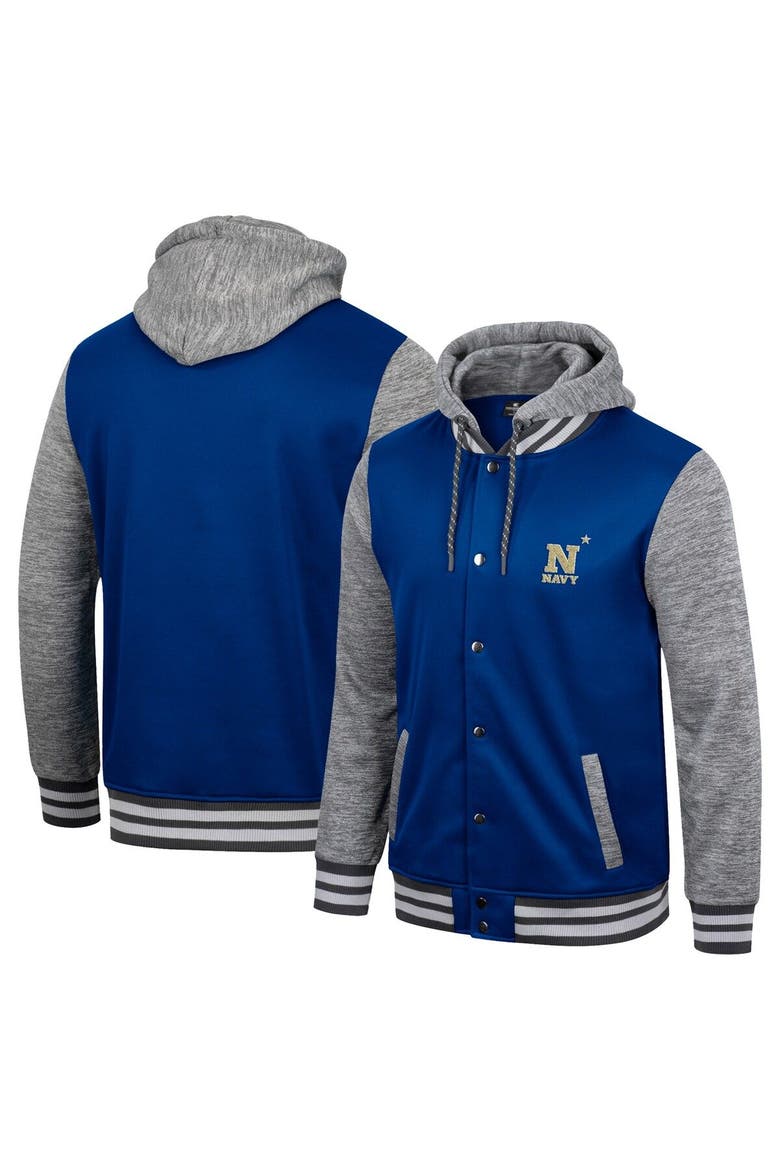 Men's Colosseum Navy Navy Midshipmen Robinson Hoodie Full-Snap Jacket, Main, color, Navy
