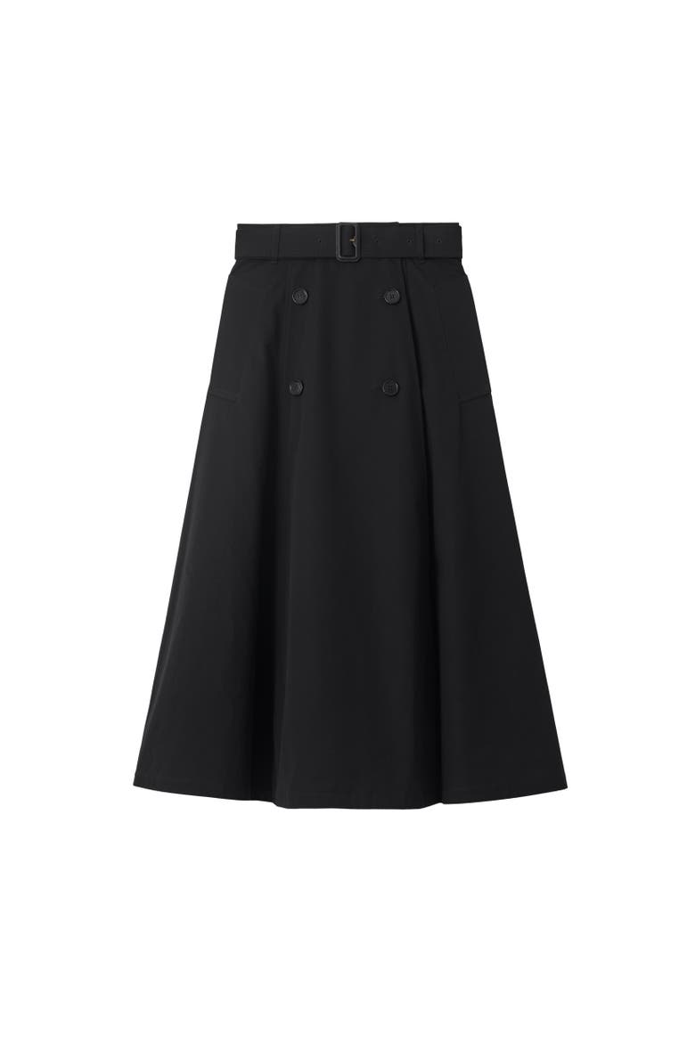 Gabardine Trench Midi Skirt, Alternate, color, Black