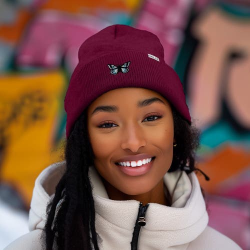 Dalix Butterfly Beanie In Maroon