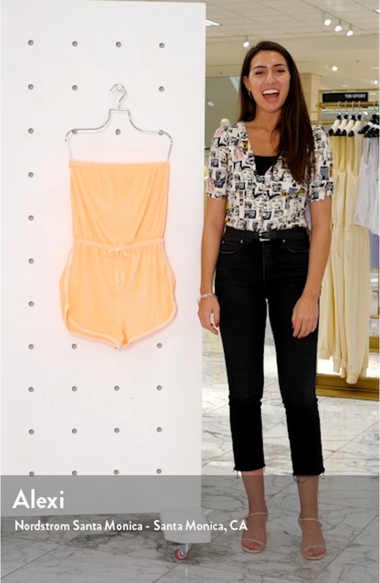 Strapless Velour Cover-Up Romper, sales video thumbnail