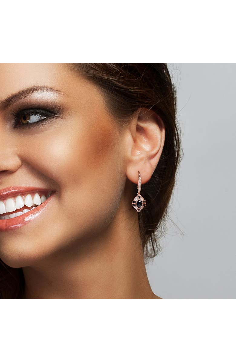 Julianna B. Black & White Diamond Halo Geometric Earrings 10k, Alternate, color, 