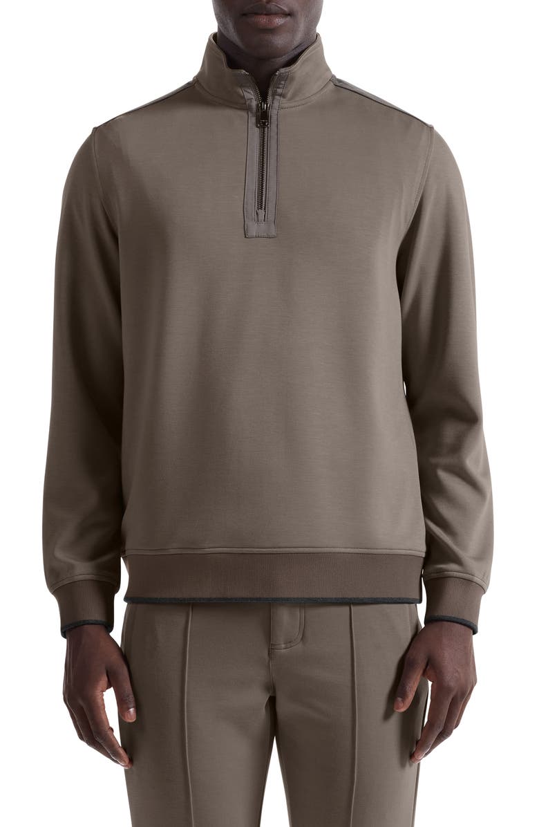 Bugatchi Soft Touch Quarter Zip, Main, color, Walnut