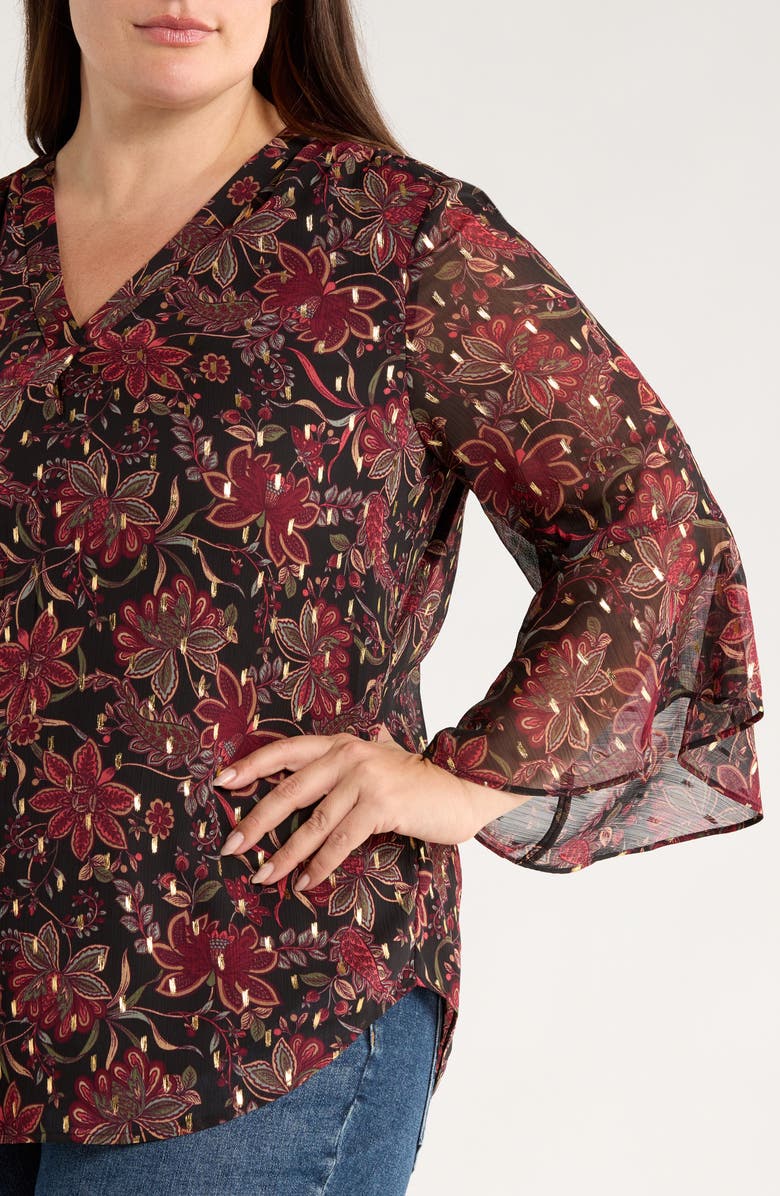 Jones New York Clip Dot Chiffon Top, Alternate, color, Jones Black Multi