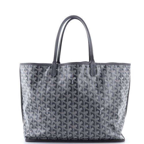 Pre-owned Goyard Goyard Anjou Reversible Tote Coated Canvas Pm In Gray