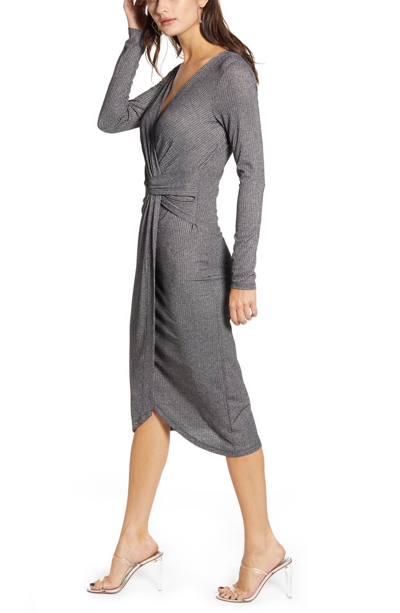 Row A Rib Long Sleeve Midi Dress, Alternate, color, 