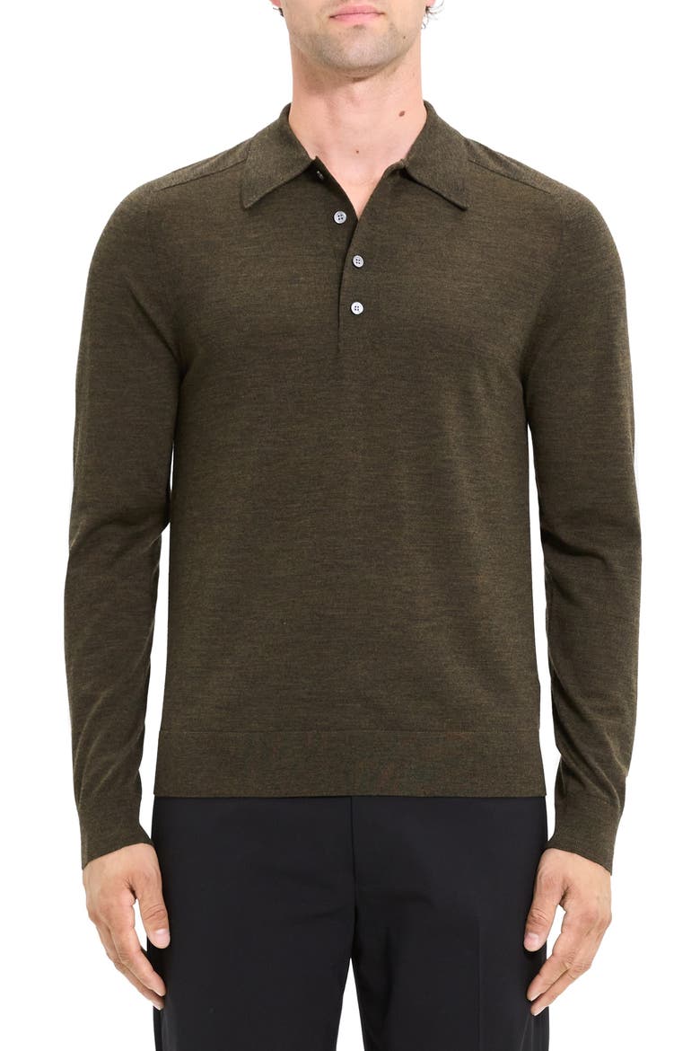 Regal Long Sleeve Wool Blend Polo, Main, color, HUNTER GREEN